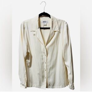 Vintage 100 percent silk cream button down blouse